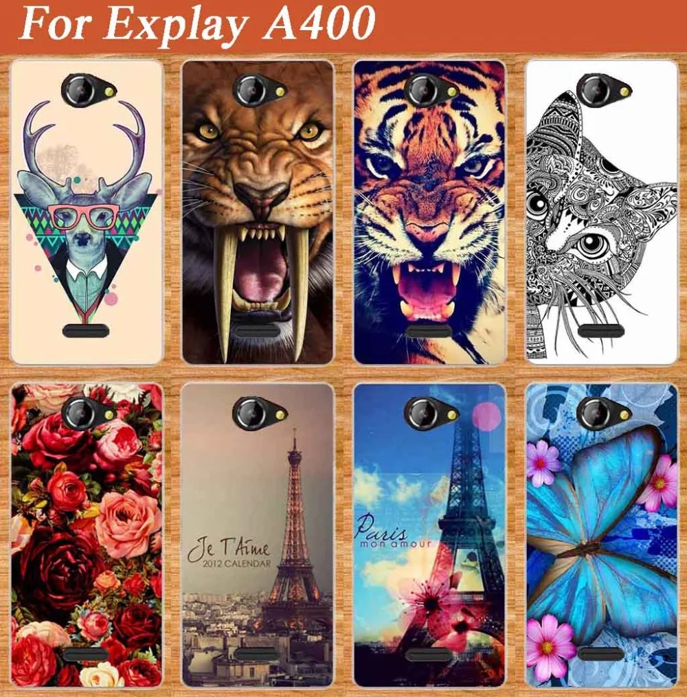 Для Explay A400 чехол оригинальный мультфильм печать розы сова башни дизайн задней