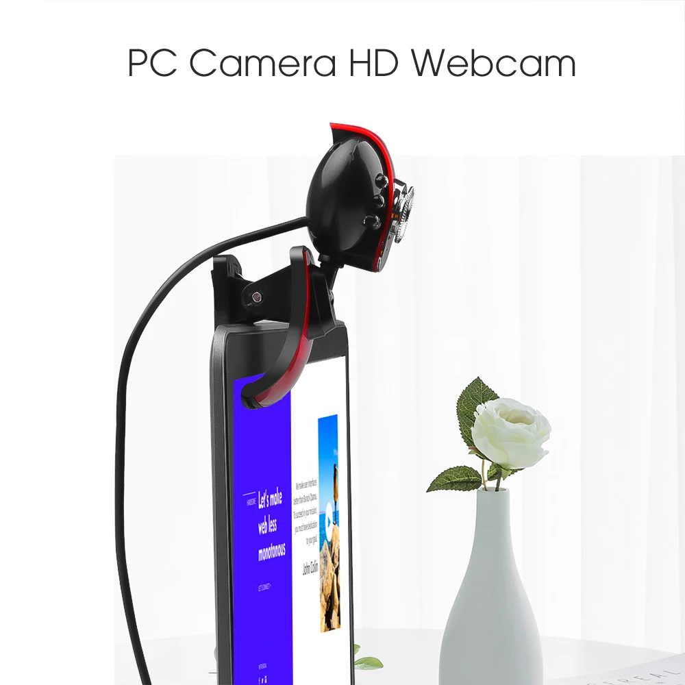 Kebidu Computer Webcam Camera USB 2.0 50.0M 6 LEDs PC Camera 1080P HD Web Cam With Microphone Clip-on For PC Laptop Camera