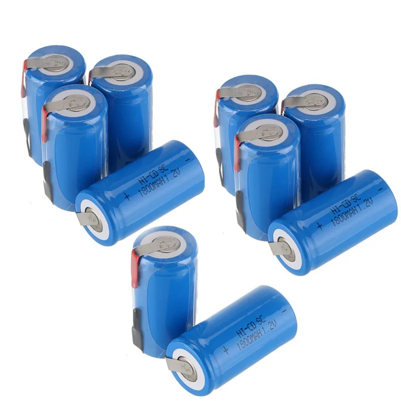 10 шт. синий Sub C SC 1,2 V 1800 mAh Ni-Cd nicd, перезаряжаемый аккумулятор