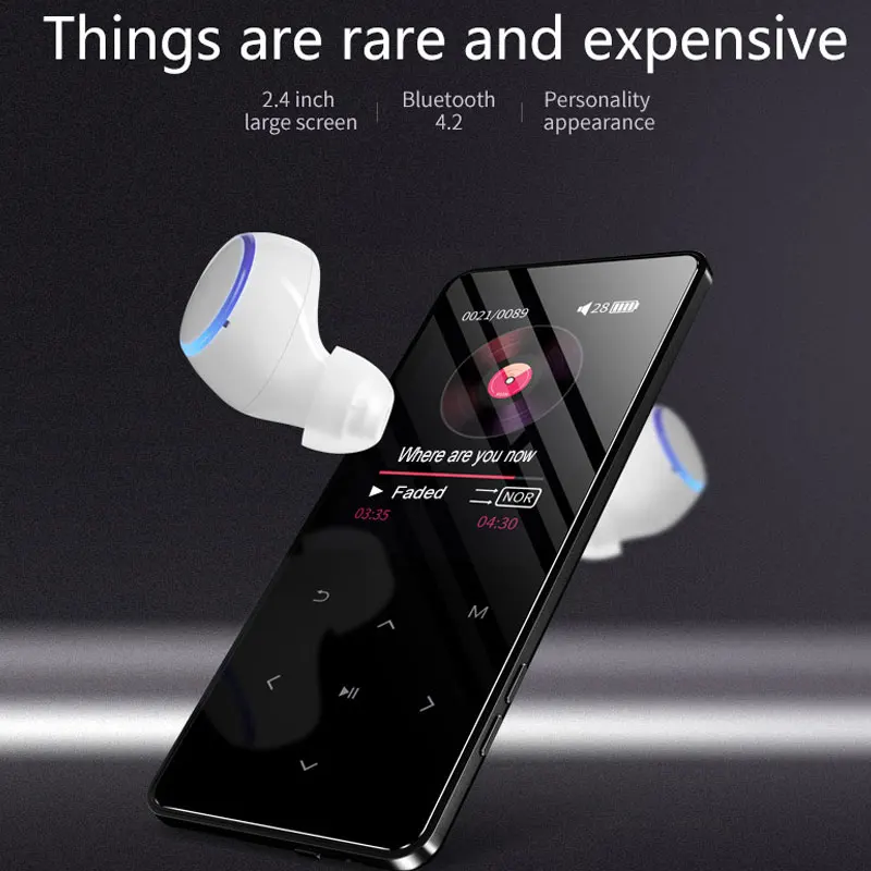 Hot Bluetooth touch screen MP3 player Bulit-in 16GB and Speaker HIFI Lossess Portable Slim MP3 player with fm suite for running