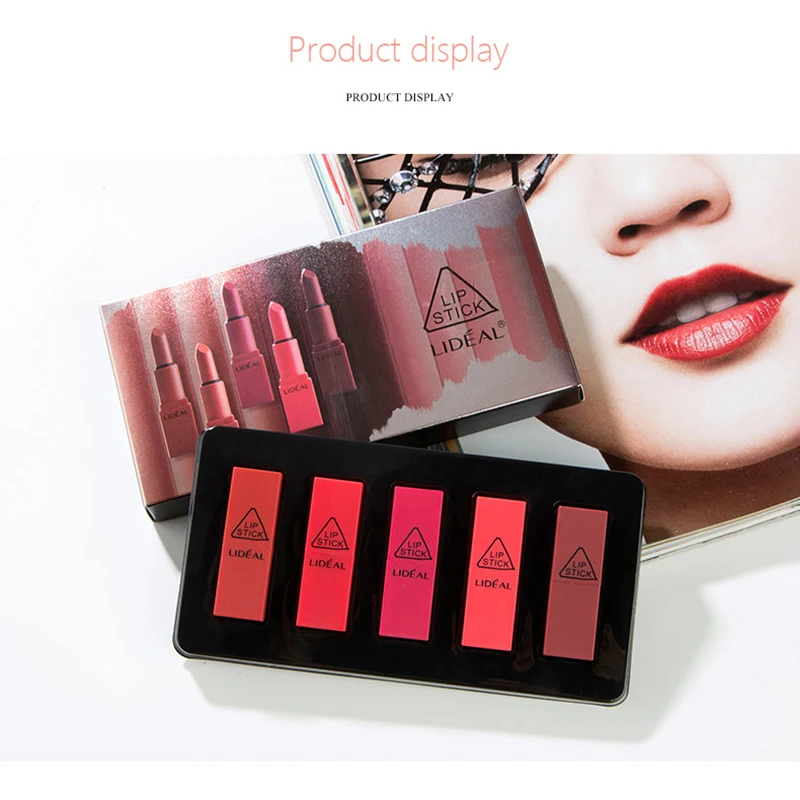 

LIDEAL 5pcs/lot Batom Matte Valentine Lipstick Set Nude Rose Lip Stick Kit matte Lip Gloss Birthday Edition Lips tint Makeup