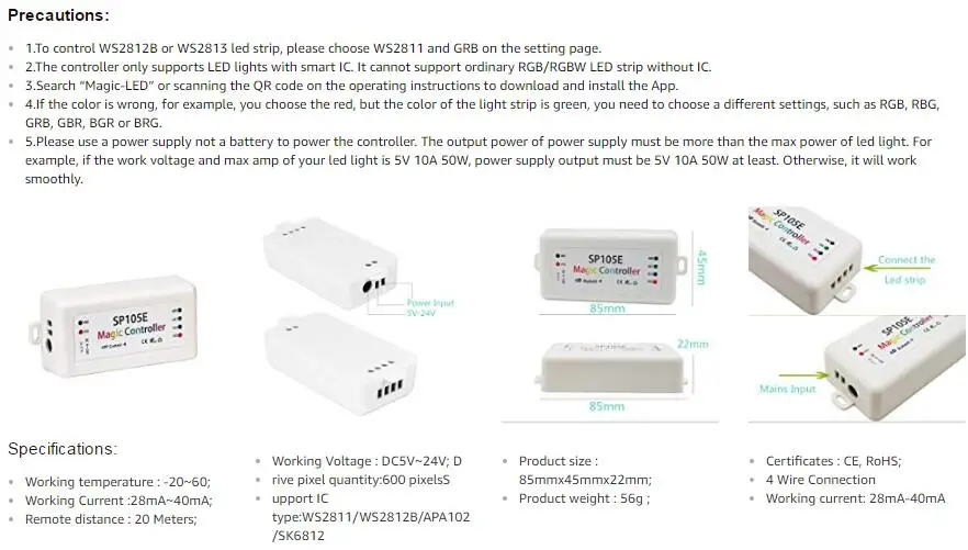 SP105E Bluetooth светодиодный Магия контроллер WS2811 WS2812B SK6812 и т. д. RGB/rgbw-цвет мечты pixel светодиодный полосы светодиодный ленты беспроводной