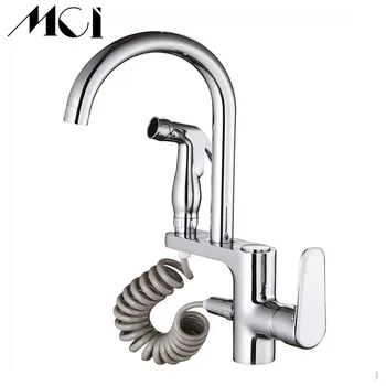 

Brass Pull Out Mixer Tap Sprayer 360 degree rotation 2-Function Hot And Cold Deck Mounted Single Handle Sink Kitchen Faucet Mci
