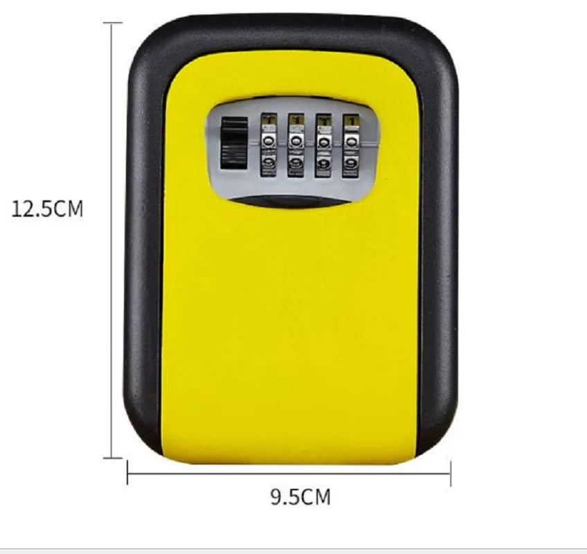 Настенный ящик для хранения ключей, Коробки с 4 цифры по ценам от производителя Комбинации Замок Коробки-органайзеры для хранения запасных ключей металлический секретный сейф - Цвет: Цвет: желтый