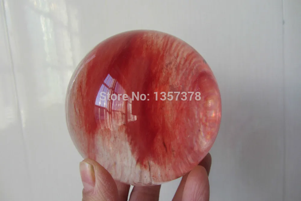 

huij 00210 RED SMELT QUARTZ CRYSTAL SPHERE BALL HEALING Bronze Statue