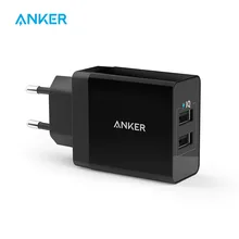 Anker 24W 2-Port USB Wand Ladegerät (EU/UK Stecker) und PowerIQ Technologie für iPhone, iPad, Galaxy, Nexus, HTC, Motorola, LG etc