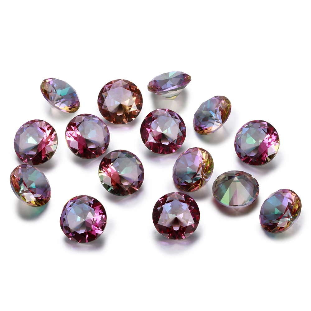 Round Cut Loose Gemstone 12x12MM 2.5-3.5 CT  Rainbow Topaz Stones Fashion Decoration Jewelry Gifts 10 pcs/set Wholesale