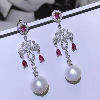 

11-12mm Round Freshwater Pearl Dangle Earrings S925 Sterling Silver Pearl Earrings Luxury Pearl Earrings Jewelry Gifts