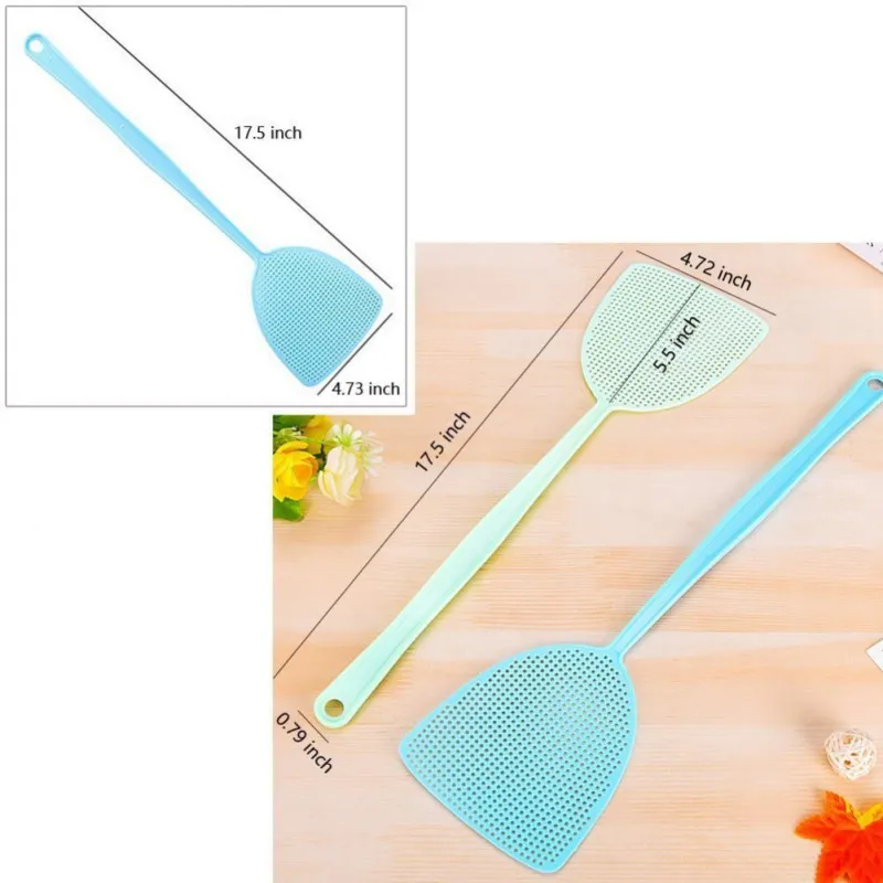 6 Pcs Fly Swatter Manual Swat Pest Control Plastic with Long Handle Assorted Sweet Colors2049