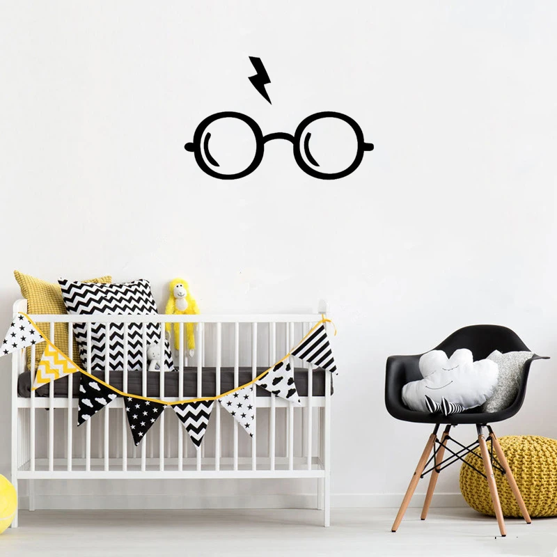 

Kids Wall Decals Mural Glassses Vinyl Wall Stickers Kids Room Decoration Lightning Bolt Nursery Bedroom Decor Y002