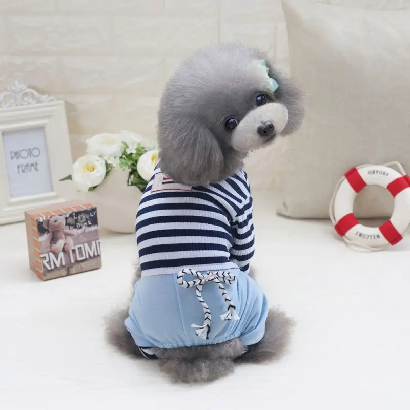 S~ XXL модная одежда для щенков собачий полосатый комбинезон четырехконечные штаны жилет для собак футболки