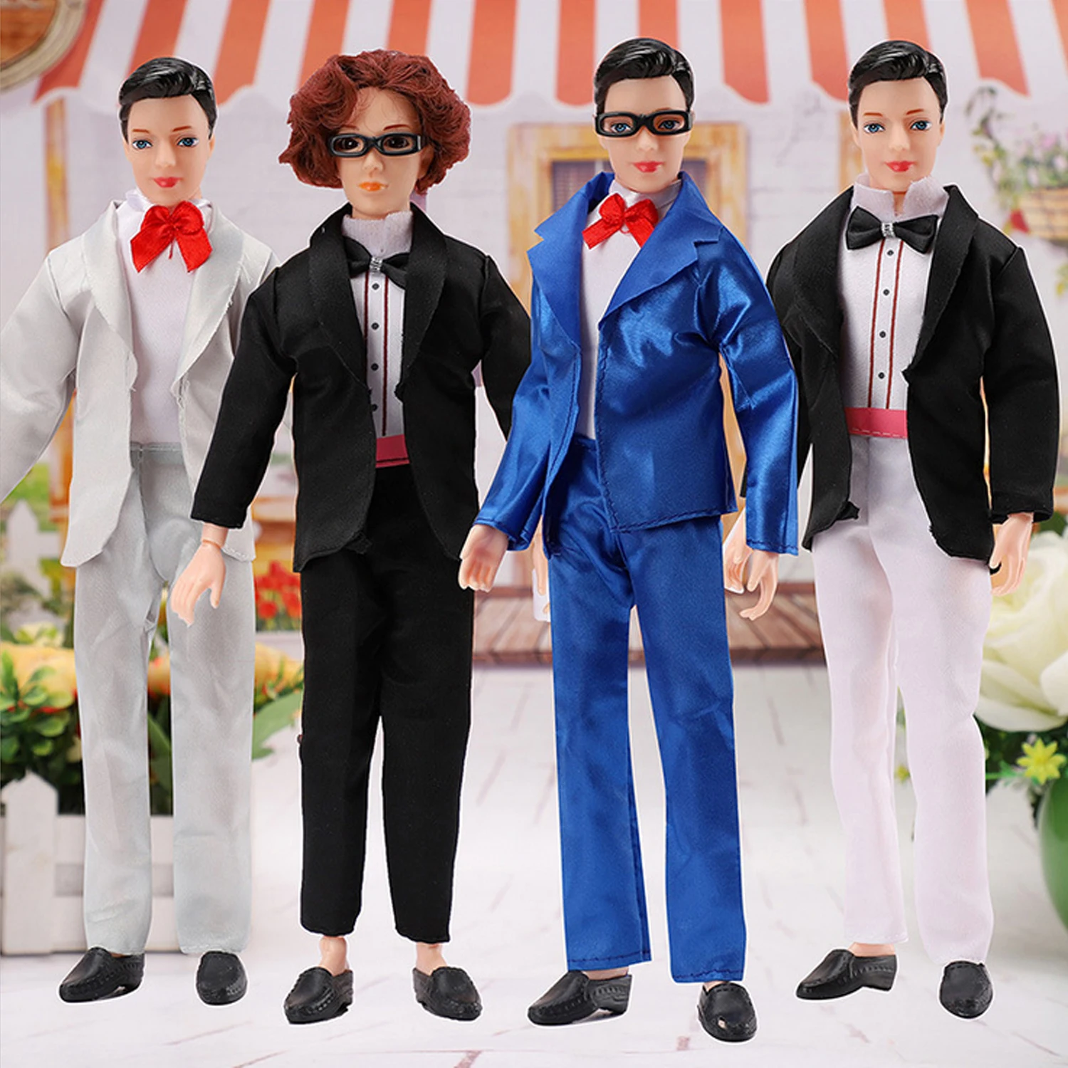 

Besegad 4 Sets Men Boy Doll Groom Wedding Suits Formal Business Clothes Outfits Costumes Accessories for Barbie Ken Dolls Toy