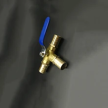 12 мм шланг Барб Трехходовой l-порт латунный шаровой клапан для воды масло воздуха