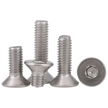 

10Pcs M8 Stainless steel Allen inner Hexagon countersunk head screw flat cup bolt Length 10mm-40mm