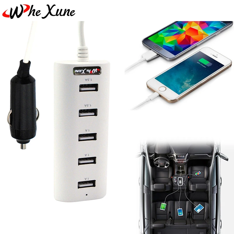 WHEXUNE New DC5V 6A 5 Ports USB Hub Data Cable Charger Adapter For