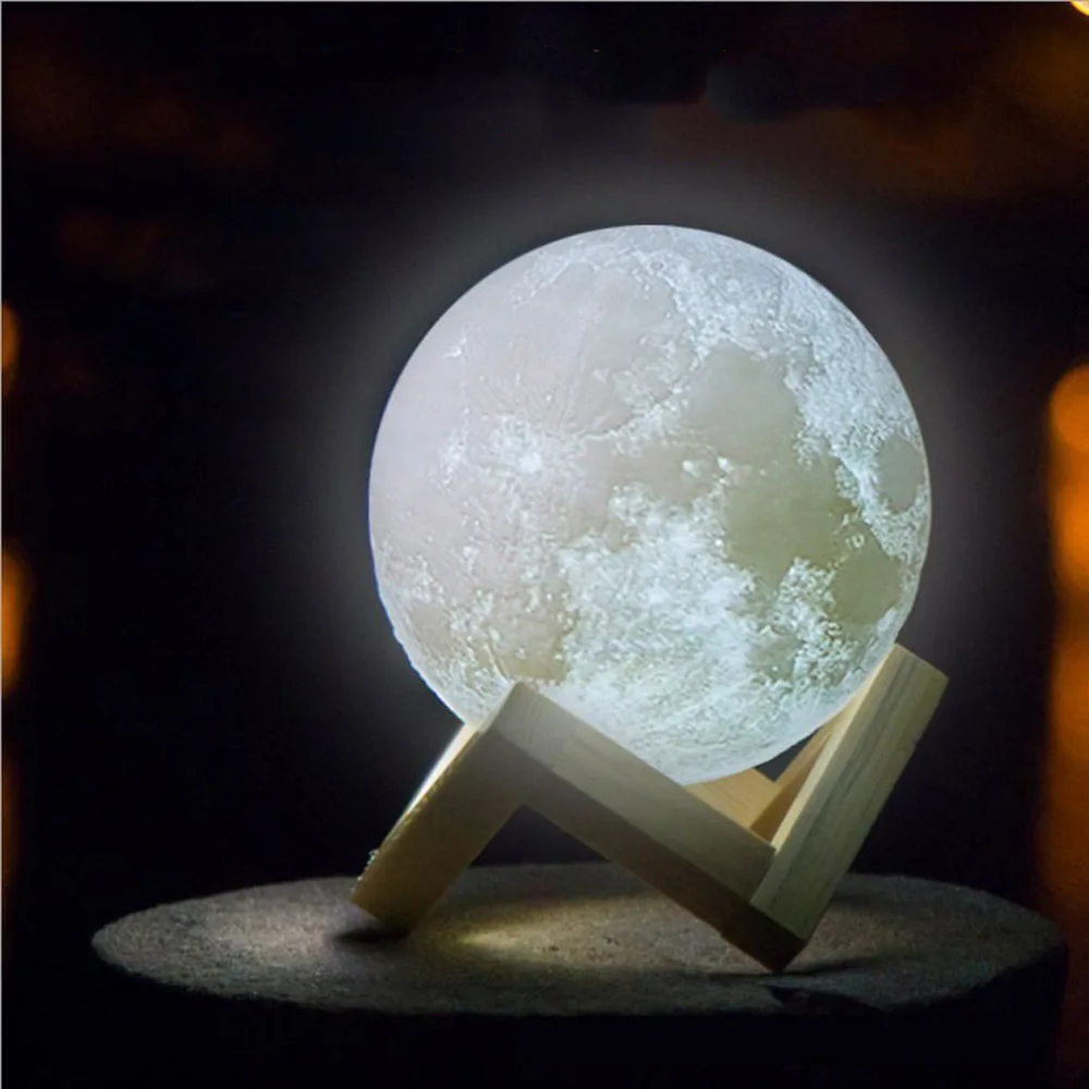 

Creative Gift 3D Moon Lamp 2 Color Change Rechargeable Touch Switch Bedroom For Bookcase mini Night Light Home Decor in 2018