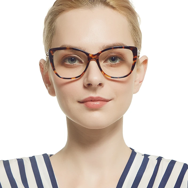 

MARC Optical Frame Women Brand Designer Cat eye Female Vintage Leopard print Eyeglasses Clear classic Retro Blue Eyewear 92173