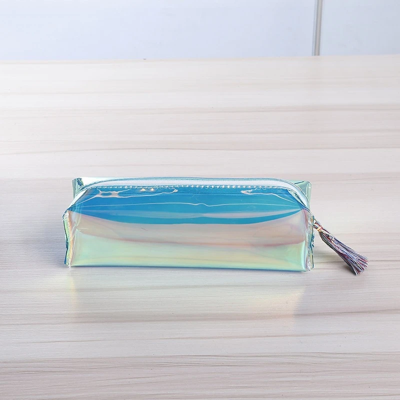1pc Transparent Holographic Pencil Makeup Case Laser Travel Make Up Cosmetic Bag PU Leather 5 Colors Mayitr