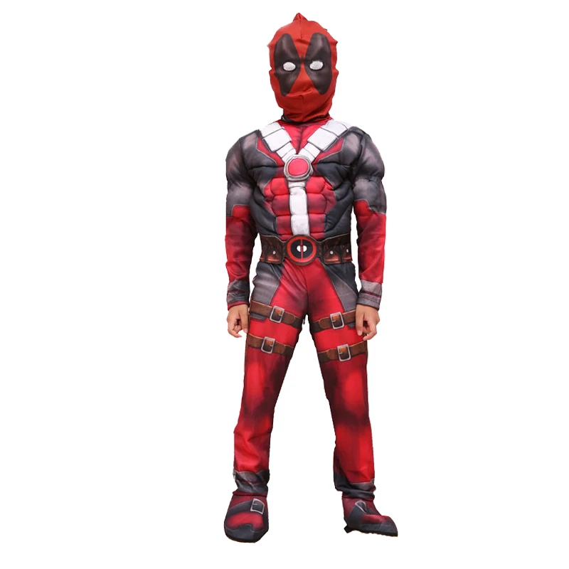 Deadpool Costume Kids Deluxe Muscle Superhero Cosplay Halloween