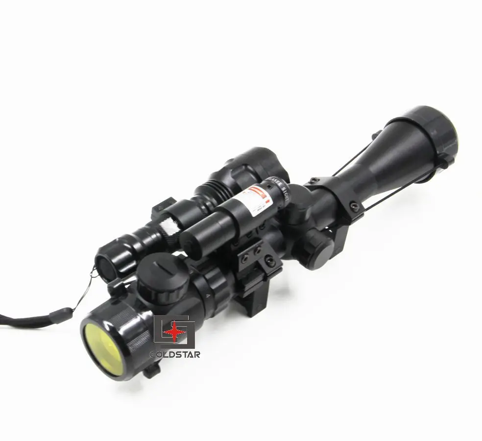 

Hunting Tactical Riflescope Combo 3-9x40EG Rifle Gun Scope w/ Laser & CREE T6 LED Hunting Flashlight 5Mode C8 Torch Flash Light