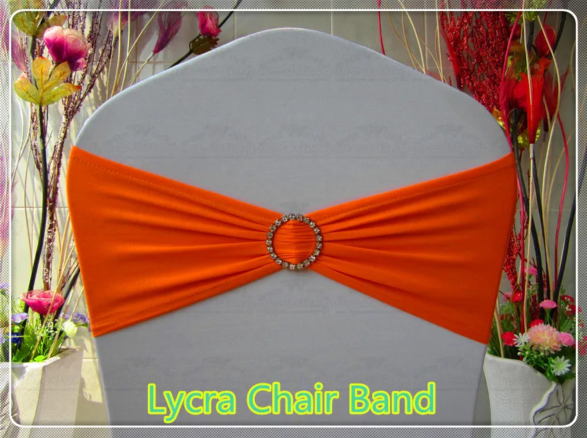 2/2--With Round Diamond Buckle--Single Layer Spandex/Lycra/Expand Bands/Chair cover sashes For Wedding Party Banquet Decorations | Дом и сад