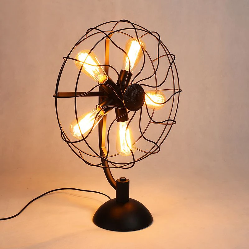 Fan iron Table Lamps personality 5 heads lights creative bar coffee shop clothing desk lamp Home