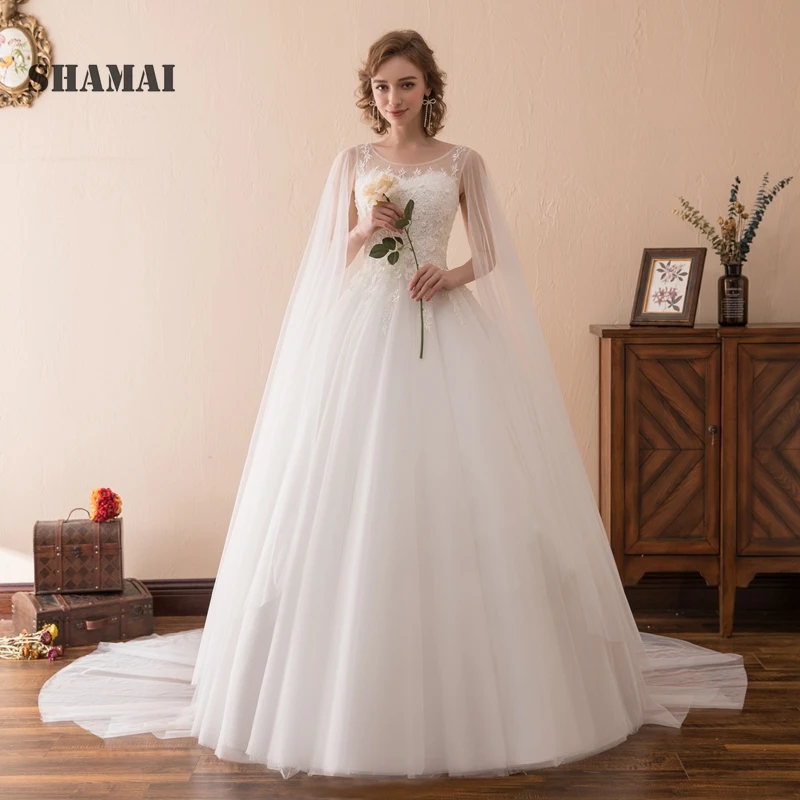

SHAMAI Wedding Dresses Ball Gowns Sexy Illusion Bride Vestido 2019 Dress New Arrival Backless Custom-Made De Noiva Wedding Dress