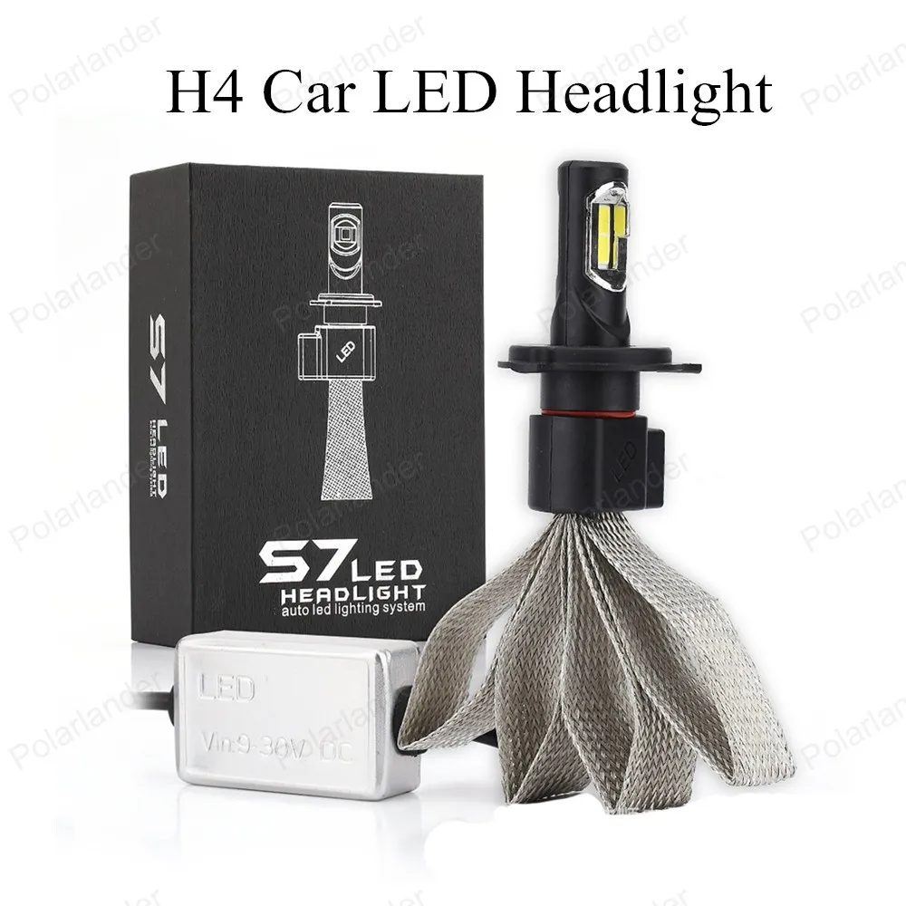 

S7 H4 Car Led Headlight kit Fog Light High Power Auto High Low 36W X2 White 6000K Bi xenon Headlamp with Fan and Driver