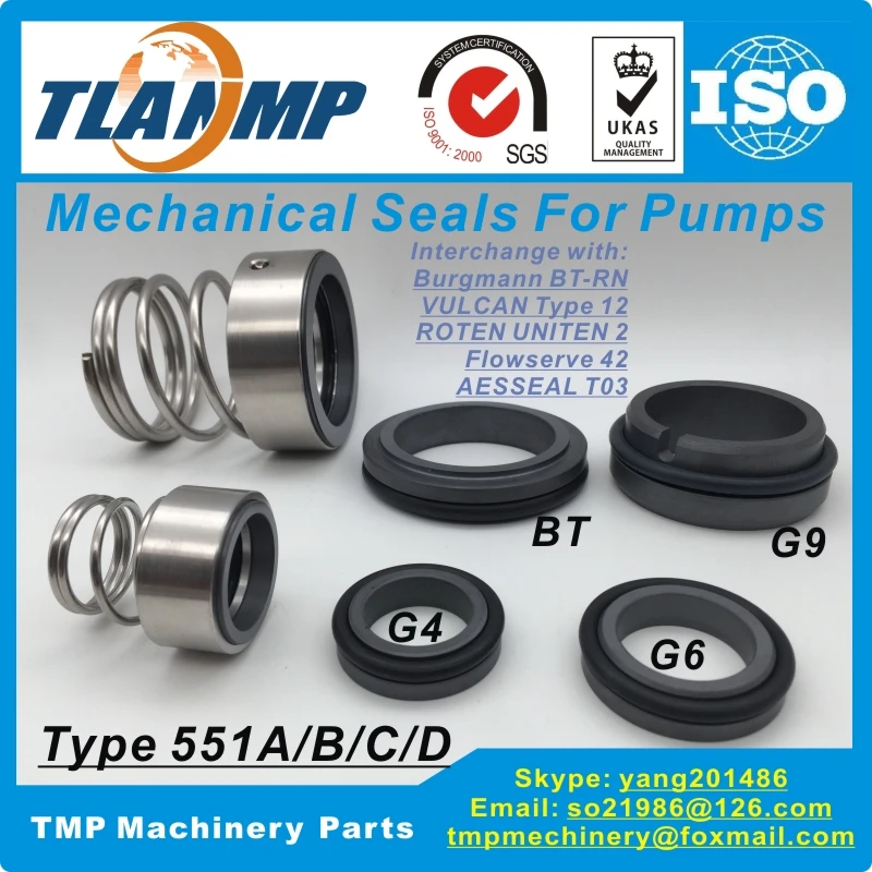 551A механические уплотнения со стационарным сиденьем BT(d = 12~ 35 мм)-Burgmann BT-RN, VULCAN 12, Flowserve 42, ROTEN R2, UNITEN U2, AESSEAL T03