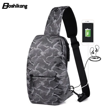 

Boshikang Fashion Sling Bag Usb Charge Crossbody Bags Men Candy Color Women Chest Pack Large Capacity Messenger Bag For Unisex