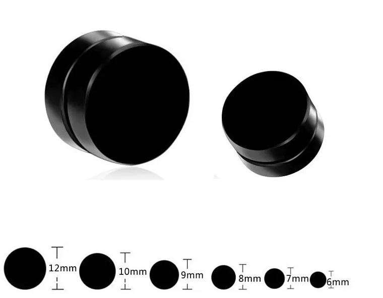 PAIR OF BLACK MAGNETIC CLIP ON FAKE PLUG CHEATER STUD EARRING 6MM TO 10MM PAIR OF BLACK MAGNETIC CLIP ON FAKE PLUG CHEATER STUD EARRING 6MM TO 10MM