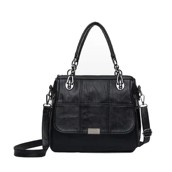 

YGDB Design Women Shoulder Messenger Bag Vintage Split Leather Lady Handbag Check Tote Cross Body Bags Purse 6654#