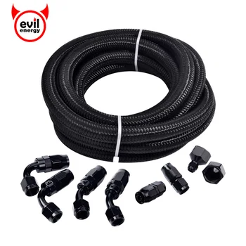 

evil energy AN6 Oil Fuel Hose Line 3M Silver Hose AN6 Fuel Hose Fitting Adapter Swivel Fittings AN6 To AN10 Fuel Tank Fitting