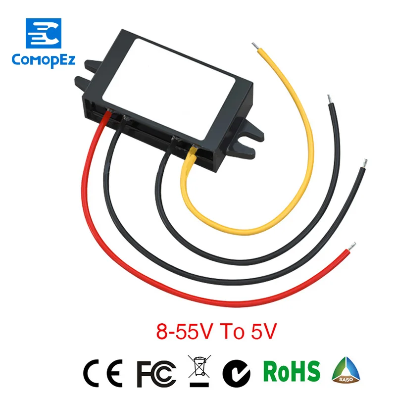

DC-DC 12V/24V/36V/48V(8-55V) to 5V 1A Buck Module Power Converter