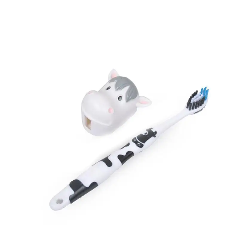 Cartoon Children Silicone PP Tooth brush Cartoon Cow Rabbit Children Kids Toothbrush With Free Gifts Mount suck Rack Teeth Care
