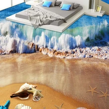 [Самоклеющиеся] 3D песок пляж серфинг 6 Нескользящие водонепроницаемые фото самоклеющиеся пол настенные стикеры обои фрески печать наклейка