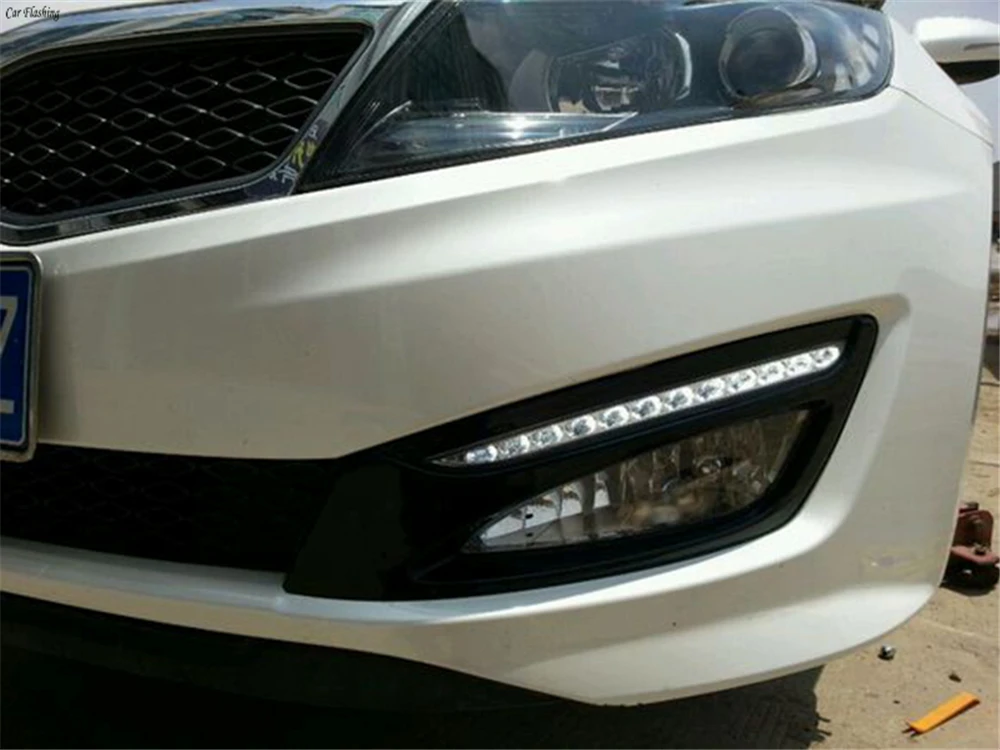 Автомобильный мигающий светодиодный светильник 1 комплект для Kia Optima K5 2011 2012 2013 DRL, дневной ходовой светильник, Дневной светильник с желтым указателем поворота