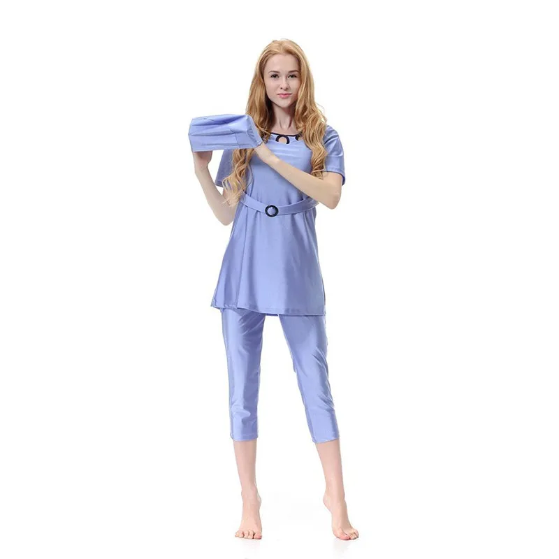 

Muslim Swimwear Women Modest Patchwork Full Cover Short Sleeve Swimsuit Islamic Hijab Islam Burkinis Beachwear Bathing Suit