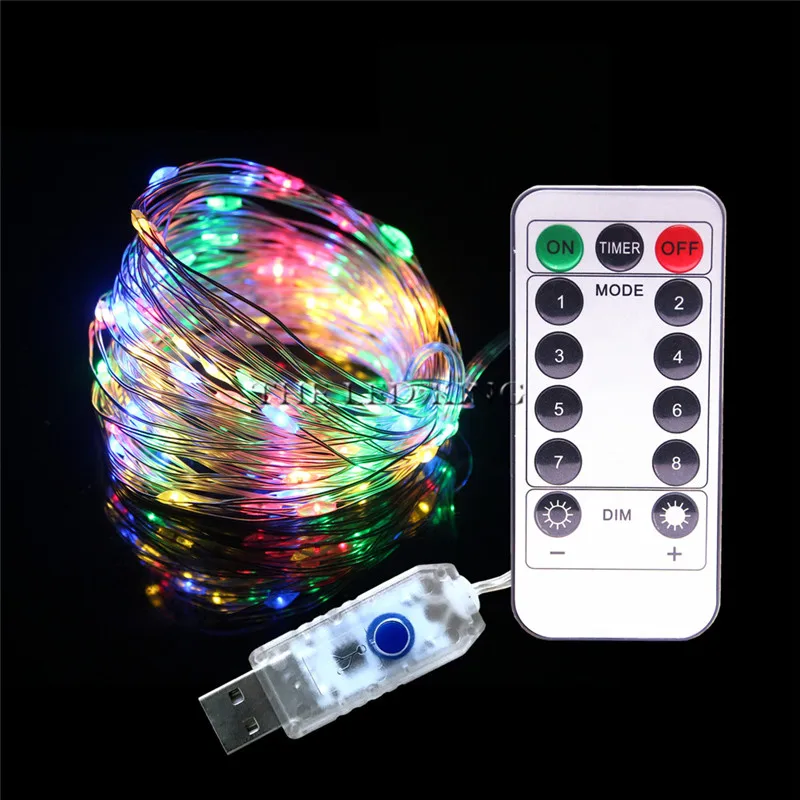 

IR Remote Fairy LED String Light Waterproof 10M 100LED USB 5V LED Holiday Lights With RF13Key Remote For Christmas Wedding Party