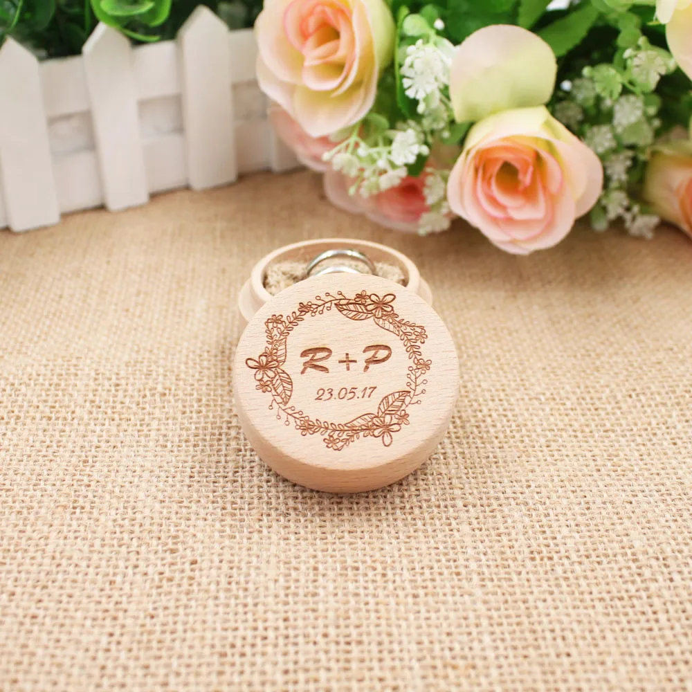 Personalized Gift Rustic Wedding Ring Bearer Box Custom Your Names and Date Engrave Wood Wedding Ring Box4