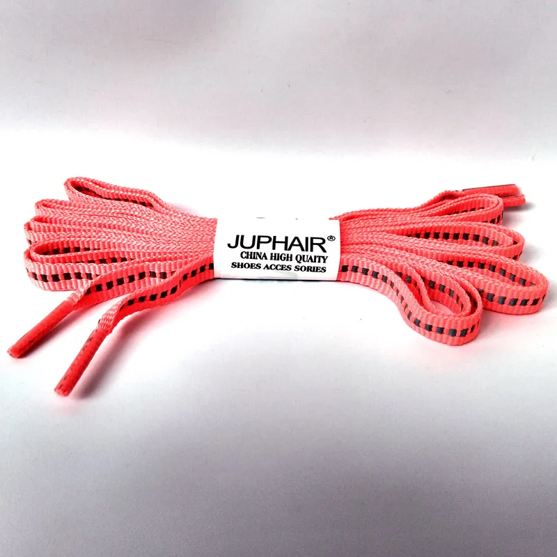 JUP1-12Pair Orange Red Sports Basketball Canvas Shoelaces Reflective Shoelace Luminous Laces Unisex Fashion Party Camping String