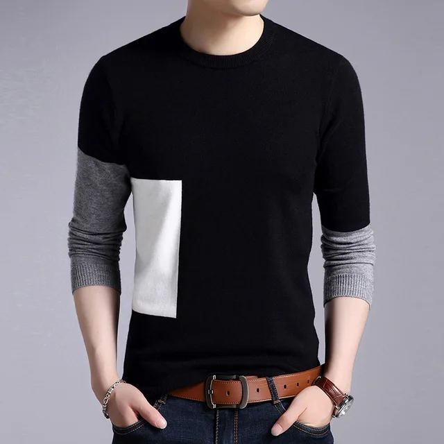 Aliexpress.com : Buy New Round Neck Sweater men Autumn black Knitwear ...