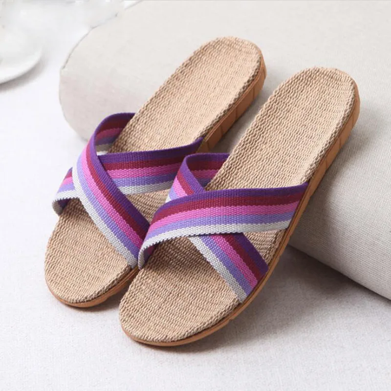 2018-Summer-Flax-Bathroom-Home-Women-Flip-Flop-Shoes-Non-Slip-Sandals-Slipper-Flat-Wedge-Heel (1) - 