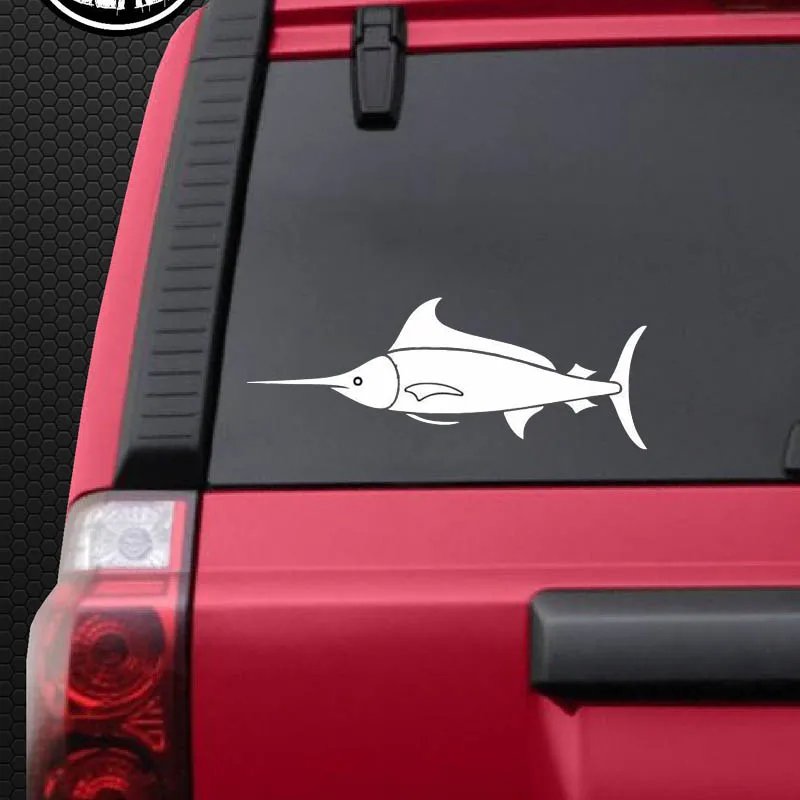 YJZT 13cm*5cm Marlin FISH Fashion Vinyl High-quality Decor Decals Car Sticker Black Silver C11-0170