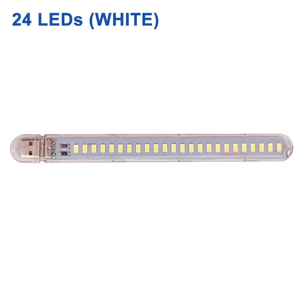 DC5V мини USB светодиодный Ночной светильник 3 светодиодный s 8 светодиодный s 10 светодиодный s 24 светодиодный s книга лампа удлинитель США штекер Адаптер для чтения ноутбука power Bank - Испускаемый цвет: 24LEDs White