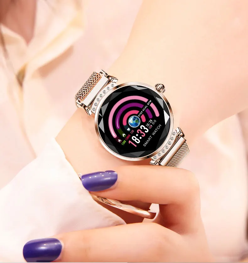 TimeOwner H2 Роскошный Смарт-браслет для женщин с 3D бриллиантовым стеклом пульсометр кровяное давление монитор сна водонепроницаемые Смарт-часы