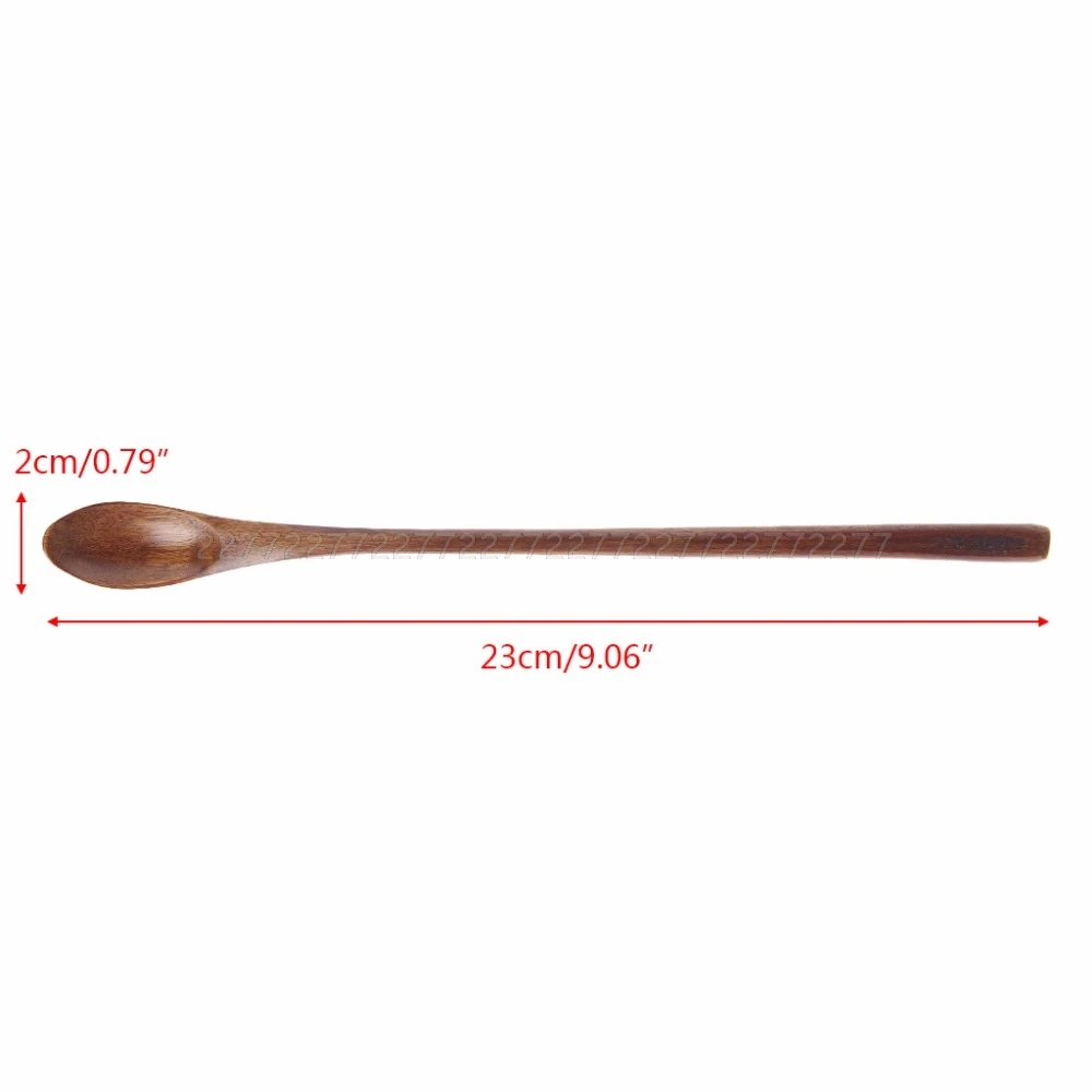 

Natural Wooden Spoon Coffee Tea Cooking Dining Utensil Retro Long Handle Cutlery JUN20 Dropship