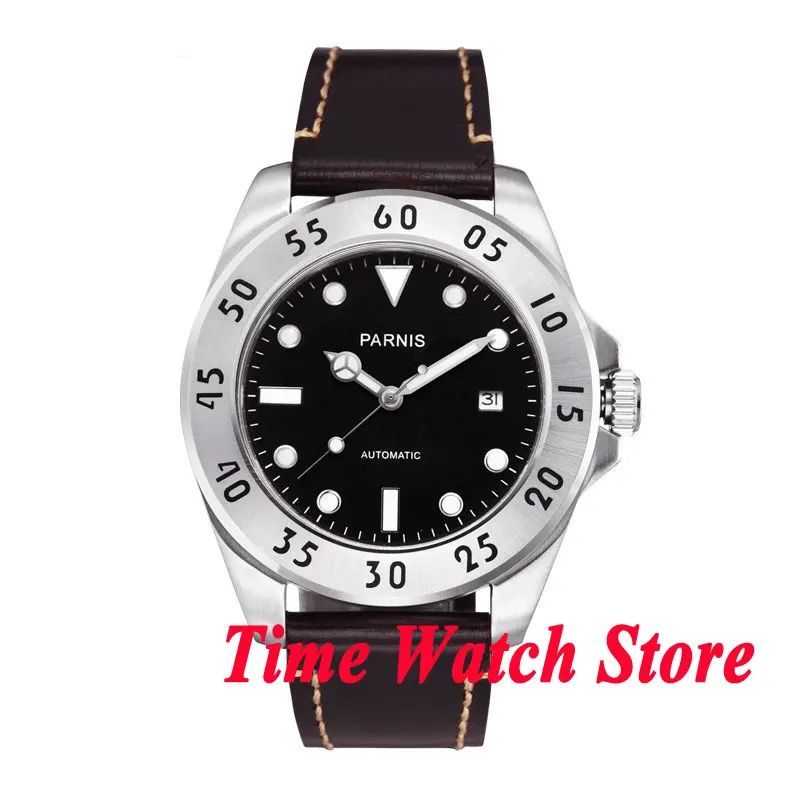 

Parnis 43mm black dial Metal bezel 21 jewels MIYOTA Automatic mens watch 428