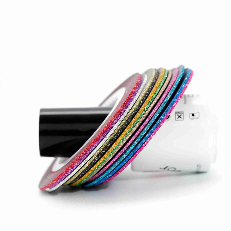 روزاليند 10 ألوان ماتي اللون لفات 1 مللي متر شريط قلم خط الخام أنماط مسمار الفن نصائح الشارات الجمال الراين مسمار الديكور