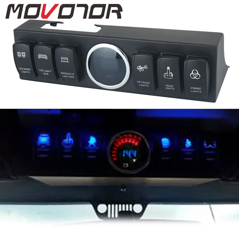 

6Pod Rocker Switch Panel Wrangler JK Switch Control and Source System with Blue Back Light Control headlights 1 Set